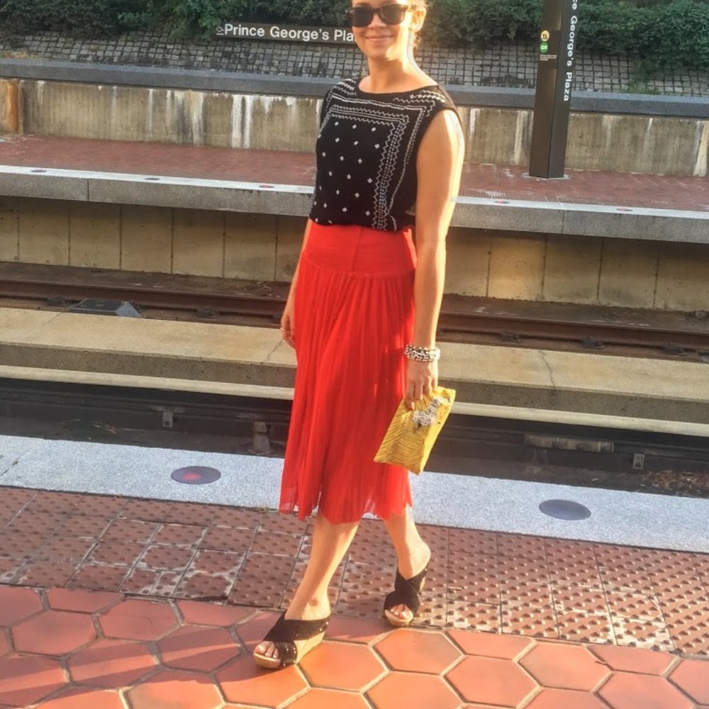 Anthropologie Pleated Midi Skirt